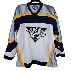 Vintage Starter Nashville Predators NHL Hockey Jersey Sz XL White Korea